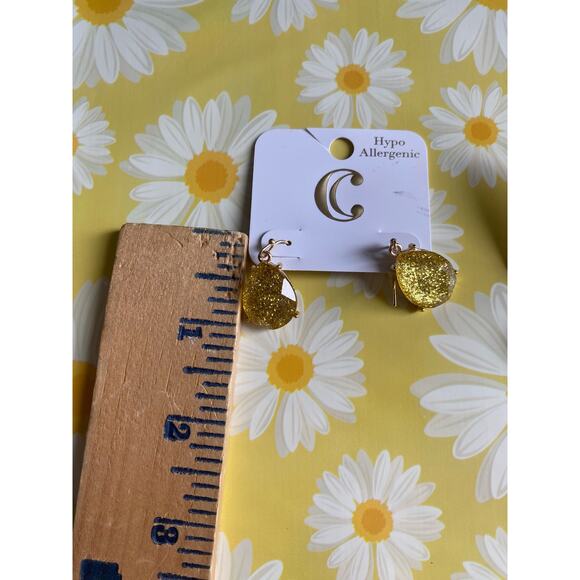 Charming Charlie Sparkly Gold Teardrop Earrings - Picture 3 of 3